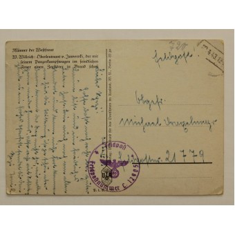 Saksalainen postikortti Männer der Westfront Oberleutnant Jaworski. Espenlaub militaria